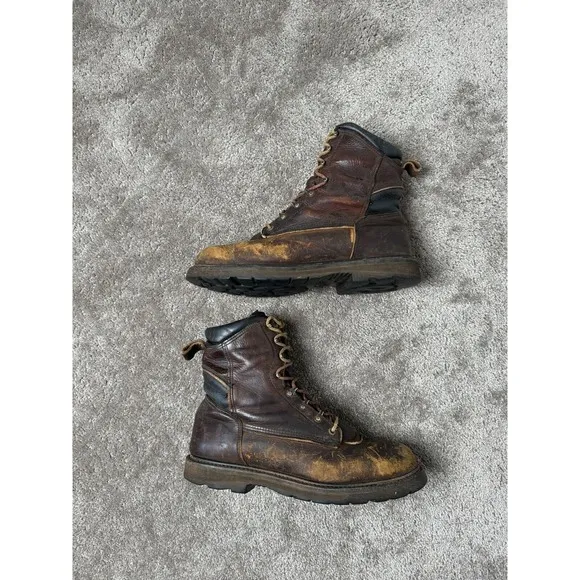 Mens RED WING Brown Leather Moc Toe Lace Up Boots 11.5 D Vintage 1960s- 1970s