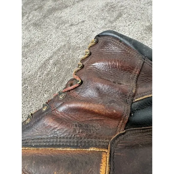 Mens RED WING Brown Leather Moc Toe Lace Up Boots 11.5 D Vintage 1960s- 1970s
