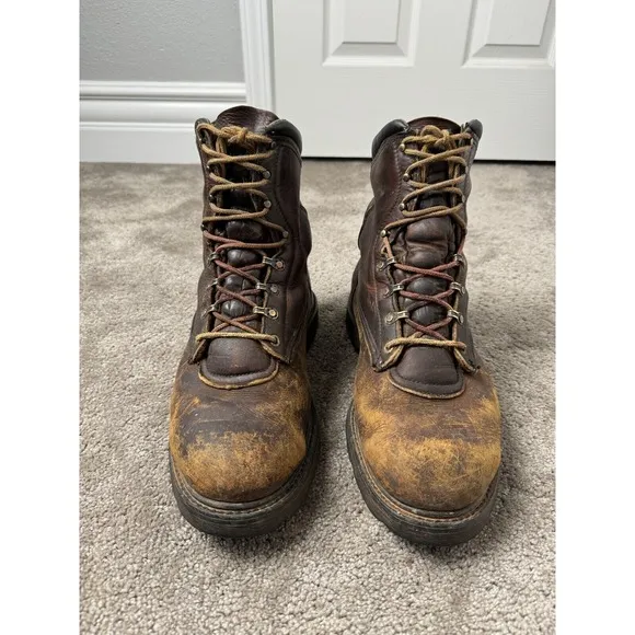 Mens RED WING Brown Leather Moc Toe Lace Up Boots 11.5 D Vintage 1960s- 1970s