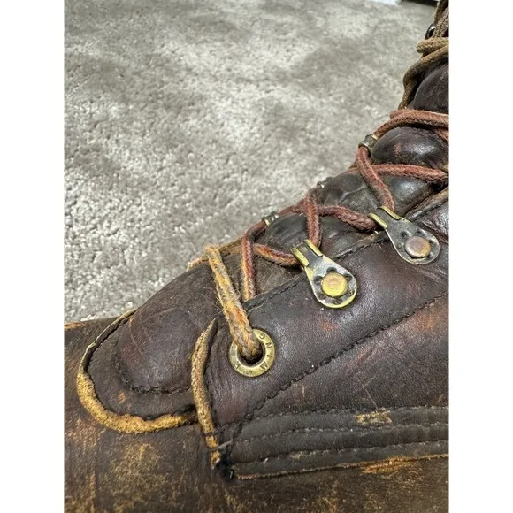 Mens RED WING Brown Leather Moc Toe Lace Up Boots 11.5 D Vintage 1960s- 1970s