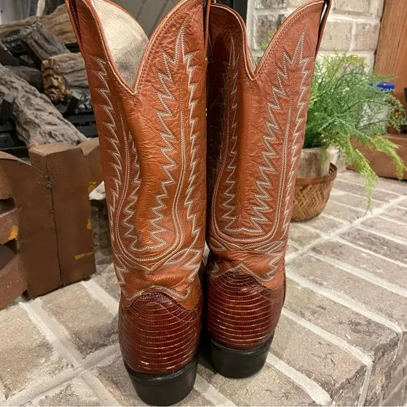 Men’s Vintage Cowtown Lizard Western Cowboy Boots Size 9