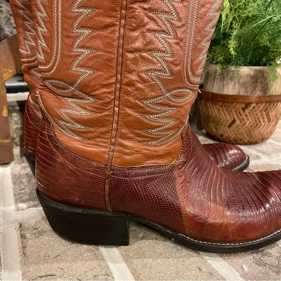 Men’s Vintage Cowtown Lizard Western Cowboy Boots Size 9