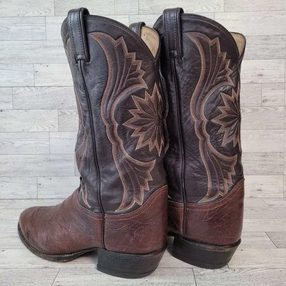 Men's Vintage Tony Lama Western Brown Leather Rodeo Cowboy Boots Size 11.5 EE