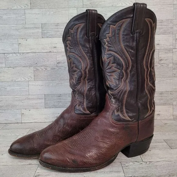 Men's Vintage Tony Lama Western Brown Leather Rodeo Cowboy Boots Size 11.5 EE
