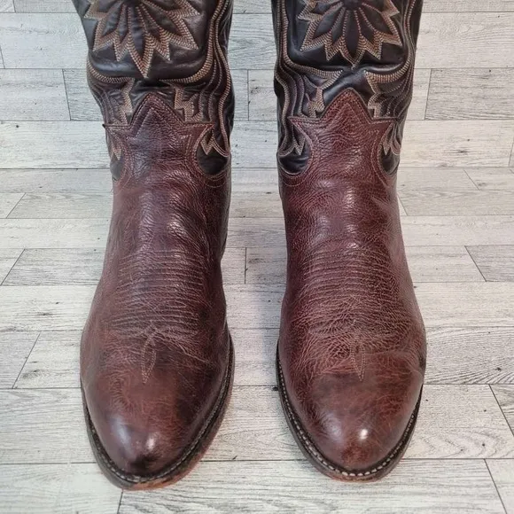 Men's Vintage Tony Lama Western Brown Leather Rodeo Cowboy Boots Size 11.5 EE