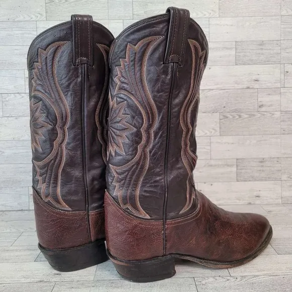 Men's Vintage Tony Lama Western Brown Leather Rodeo Cowboy Boots Size 11.5 EE