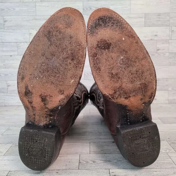 Men's Vintage Tony Lama Western Brown Leather Rodeo Cowboy Boots Size 11.5 EE