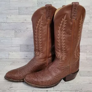 Men's Vintage Tony Lama Western Exotic Brown Leather Cowboy Boots Size 9