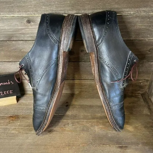 Mens Allen Edmonds Bainbridge Black Leather Cap Toe‎ Brogue Dress Shoes 12 EEE
