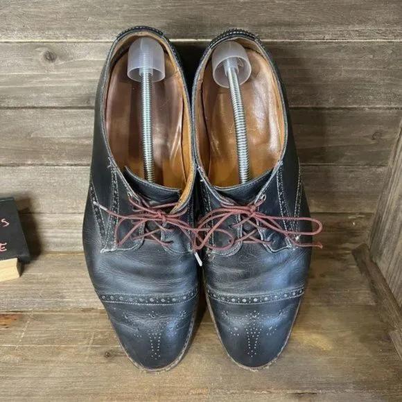 Mens Allen Edmonds Bainbridge Black Leather Cap Toe‎ Brogue Dress Shoes 12 EEE