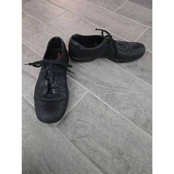 Men's Prada Leather Low Trainer Sneakers Shoes Black UK 8 = US 9