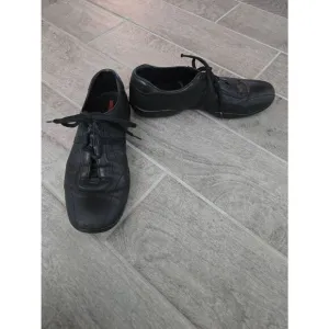 Men's Prada Leather Low Trainer Sneakers Shoes Black UK 8 = US 9
