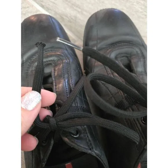 Men's Prada Leather Low Trainer Sneakers Shoes Black UK 8 = US 9