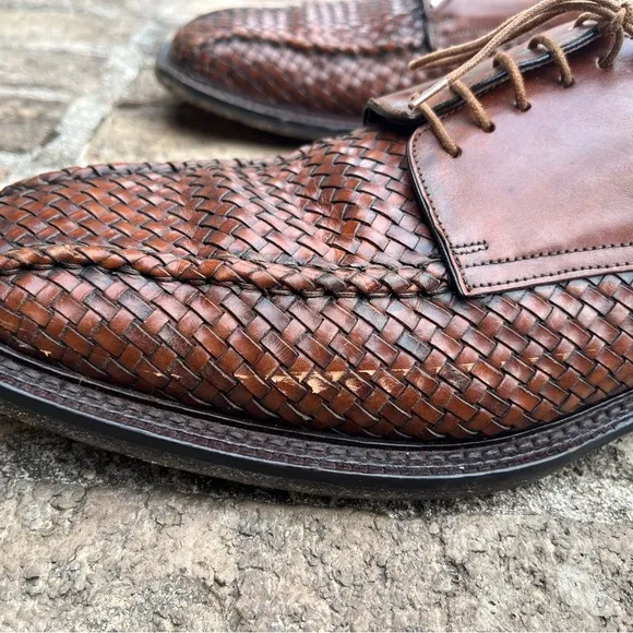 Mercanti Fiorentini Italy Men's Dress Shoes Woven Lace Up Square Toe Size 12 M