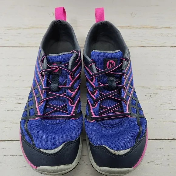 Merrell Womens 9.5 Blue Lace Up Minimalist Barefoot Running Shoes Vibram J48812