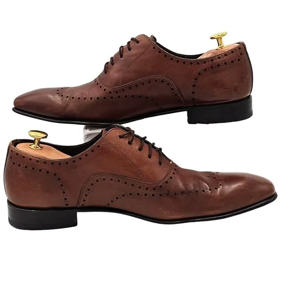 Mezlan Spain Men's size 10 Brown Calfskin Leather Wingtip Oxfords Dress Shoes 43