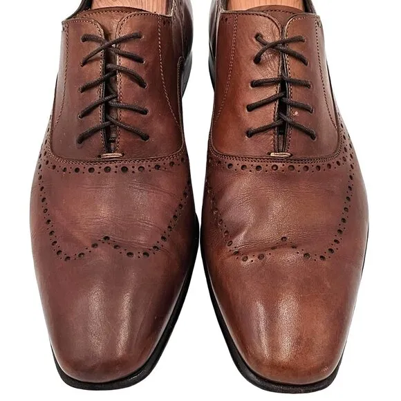 Mezlan Spain Men's size 10 Brown Calfskin Leather Wingtip Oxfords Dress Shoes 43