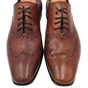 Mezlan Spain Men's size 10 Brown Calfskin Leather Wingtip Oxfords Dress Shoes 43