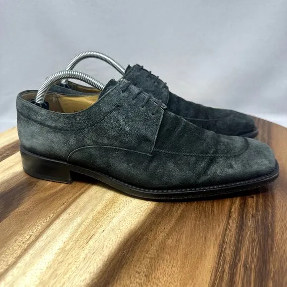 Mezlan Suede Dress Shoes Men's 9 M Green Oxford Derby Lace Up Pointed Toe