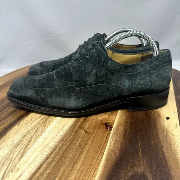 Mezlan Suede Dress Shoes Men's 9 M Green Oxford Derby Lace Up Pointed Toe