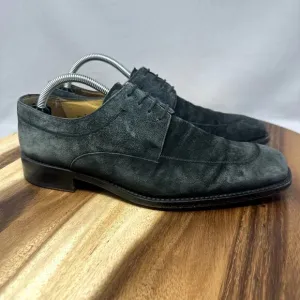 Mezlan Suede Dress Shoes Men's 9 M Green Oxford Derby Lace Up Pointed Toe
