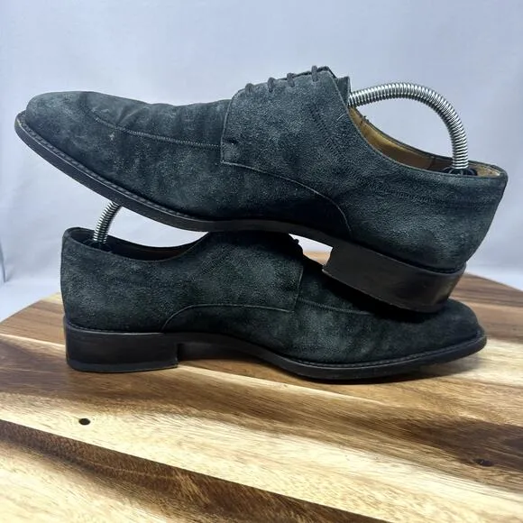 Mezlan Suede Dress Shoes Men's 9 M Green Oxford Derby Lace Up Pointed Toe