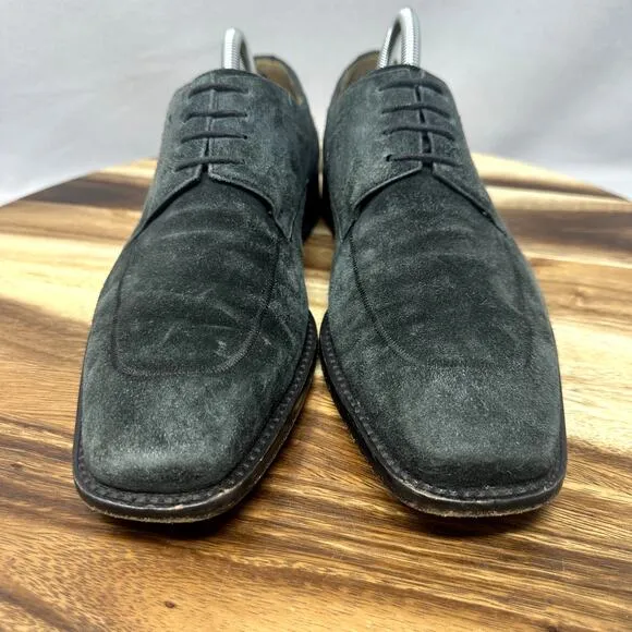 Mezlan Suede Dress Shoes Men's 9 M Green Oxford Derby Lace Up Pointed Toe