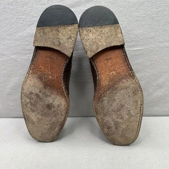 Mezlan Valencia Mens Size 10.5 M Oxford Cap Toe Brown Woven Dress Shoes
