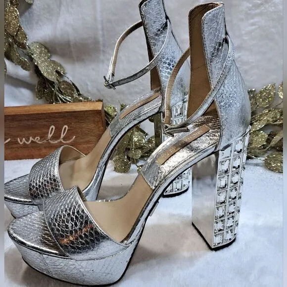 Michael Kors Chunky Heel Rhinestone Shoe New with Dustbag