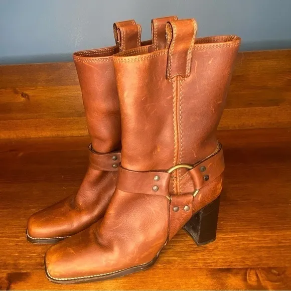 Michael Kors Collection Leather Cowboy Boots size 7.5 Made in Italy