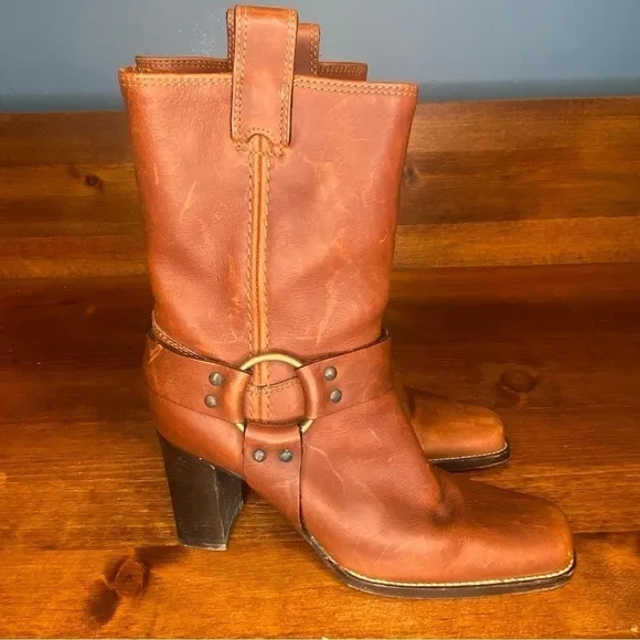 Michael Kors Collection Leather Cowboy Boots size 7.5 Made in Italy