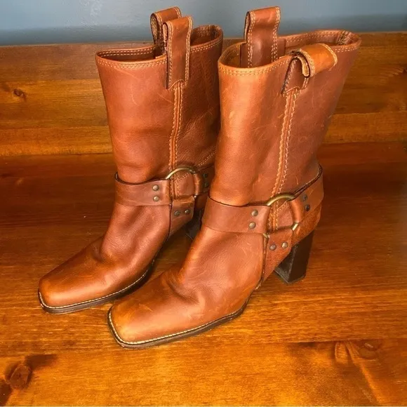 Michael Kors Collection Leather Cowboy Boots size 7.5 Made in Italy