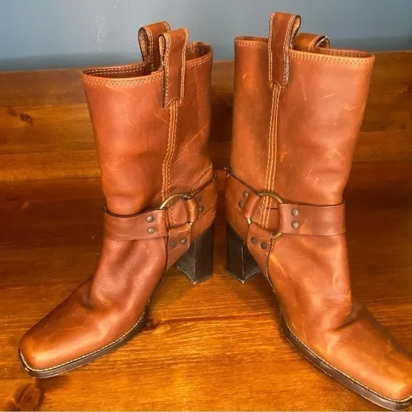 Michael Kors Collection Leather Cowboy Boots size 7.5 Made in Italy