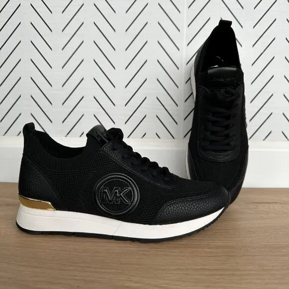 ⭐MICHAEL KORS Jenkins Knit Trainer Sz 7.5 Womens Casual Shoes Sneakers Black New