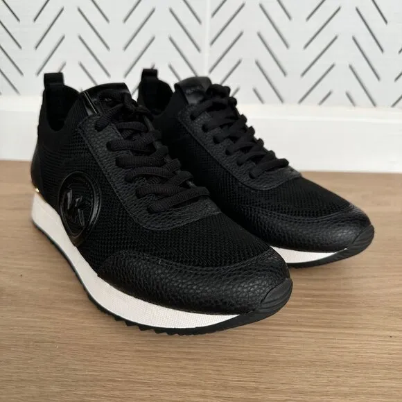 ⭐MICHAEL KORS Jenkins Knit Trainer Sz 7.5 Womens Casual Shoes Sneakers Black New