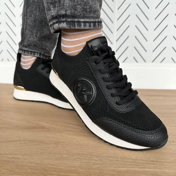 ⭐MICHAEL KORS Jenkins Knit Trainer Sz 7.5 Womens Casual Shoes Sneakers Black New
