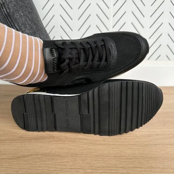 ⭐MICHAEL KORS Jenkins Knit Trainer Sz 7.5 Womens Casual Shoes Sneakers Black New