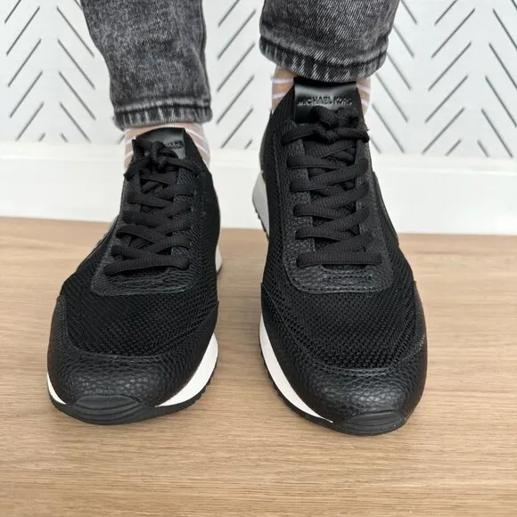 ⭐MICHAEL KORS Jenkins Knit Trainer Sz 7.5 Womens Casual Shoes Sneakers Black New