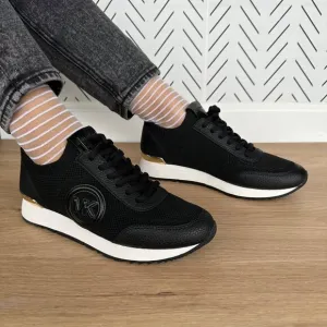 ⭐MICHAEL KORS Jenkins Knit Trainer Sz 7.5 Womens Casual Shoes Sneakers Black New