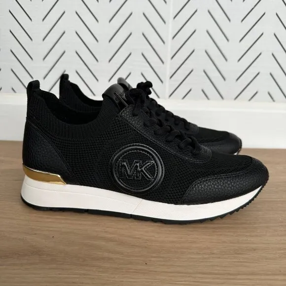 ⭐MICHAEL KORS Jenkins Knit Trainer Sz 7.5 Womens Casual Shoes Sneakers Black New