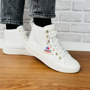 🤩Michael Kors Shea Mid High Top Women Shoes Sneakers Sz 7M White Gold 49S3HFE5L