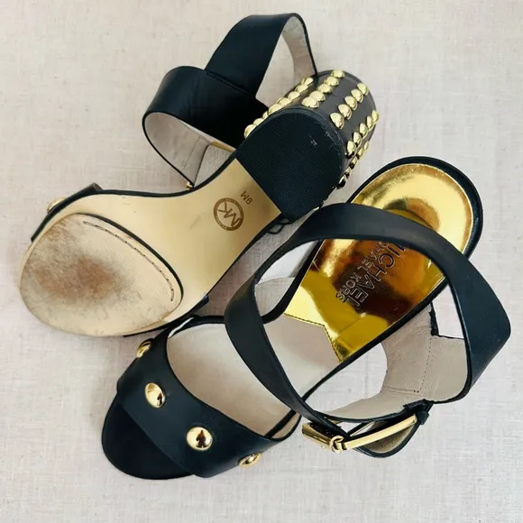 MICHAEL Michael Kors LINDEN Studded Chunky High Heel Sandals pumps