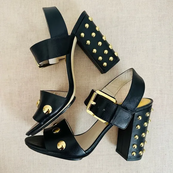 MICHAEL Michael Kors LINDEN Studded Chunky High Heel Sandals pumps