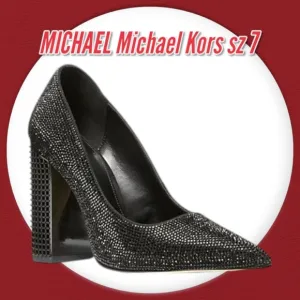 MICHAEL Michael Kors Maxine Black Crystal Embellished Block Heel Pump Shoes