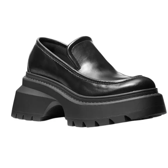 MICHAEL Michael Kors Shiloh 75MM Leather Platform Loafers Shoes Size 9
