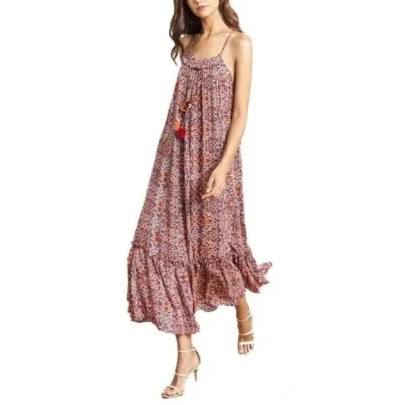 MISA Los Angeles Misa Thale Pom-Pom Maxi Dress | Size Small