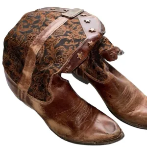Miss Capezio Vintage Western Cowboy Boots with Star outlines Embroidered Floral