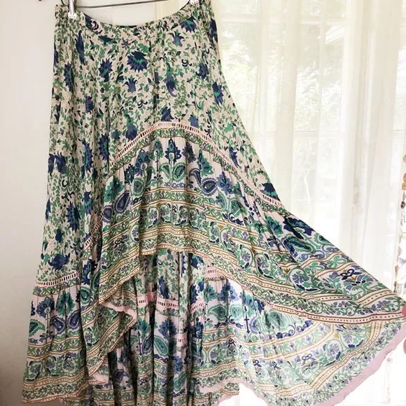 Miss June Paris / High Low Boho Harem Halo Ruffle Castaway Skirt/ Medium