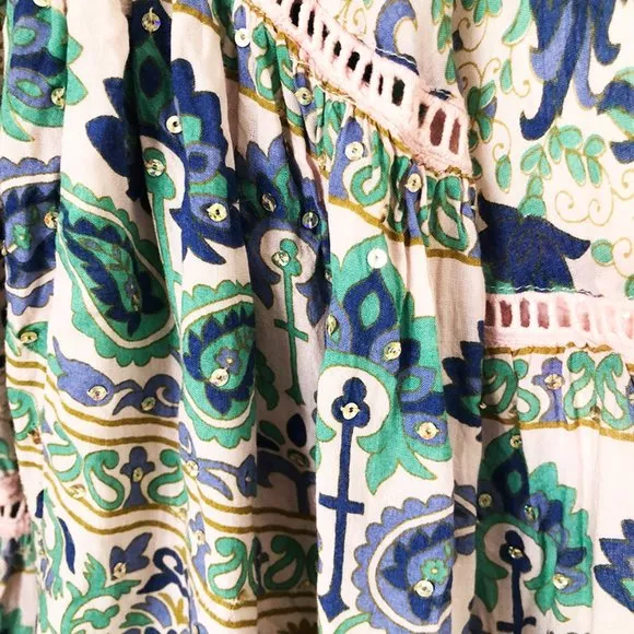 Miss June Paris / High Low Boho Harem Halo Ruffle Castaway Skirt/ Medium