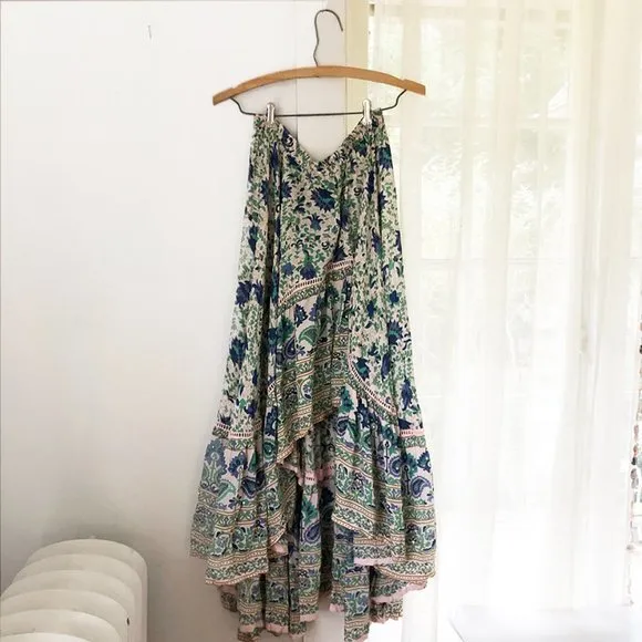 Miss June Paris / High Low Boho Harem Halo Ruffle Castaway Skirt/ Medium